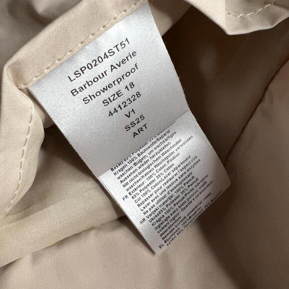 Barbour Averie Women’s Jacket UK 18 US 14 Beige Showerproof Cord Collar - Picture 9 of 11